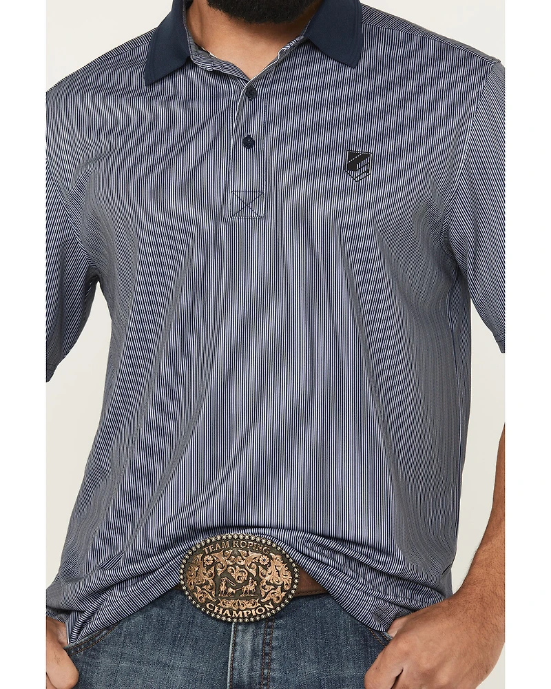 RANK 45® Men's Railroad Striped Short Sleeve Polo