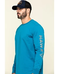 Hawx Men's Teal Sleeve Logo Long Work T-Shirt