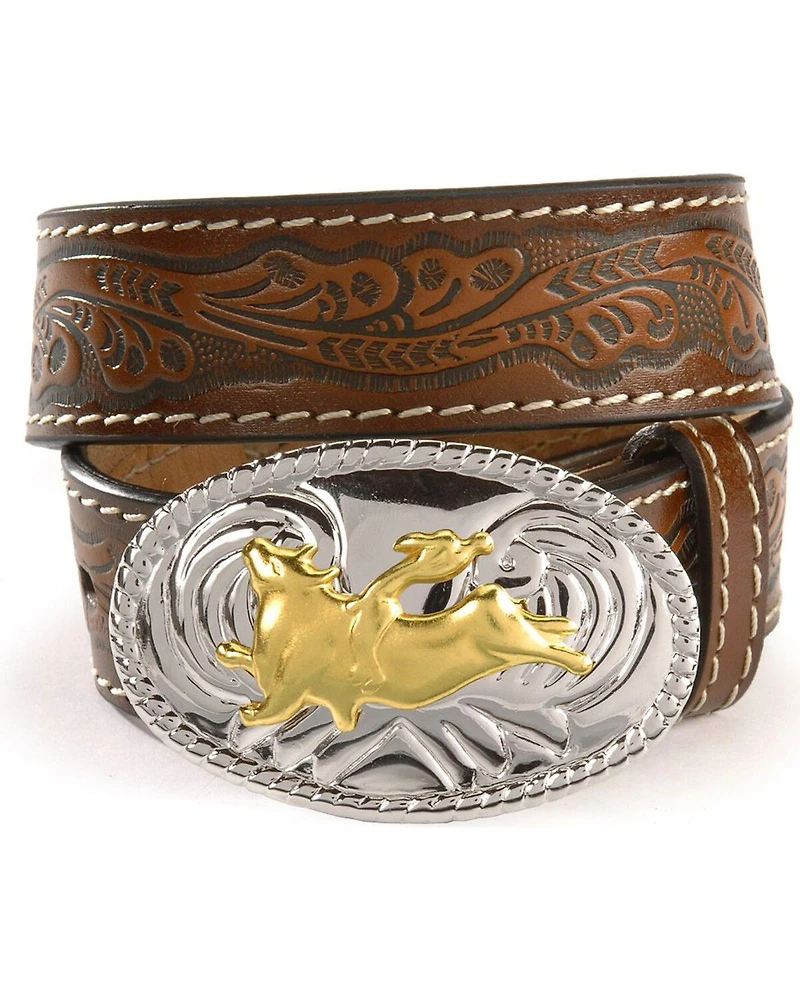 Nocona Boys' Floral Leather Belt