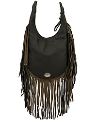 American West Women's Southwestern Tapestry Studded Fringe Crossbody