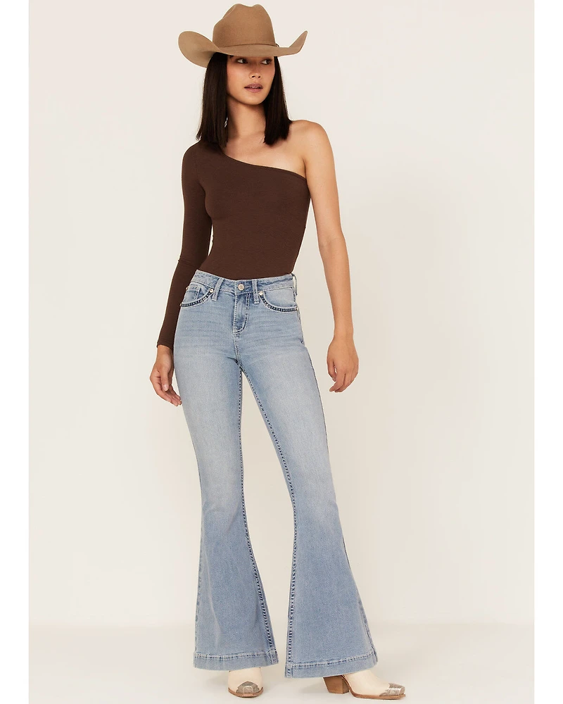 Shyanne Women's Light Wash Mid Rise Bootcut Stretch Denim Jeans