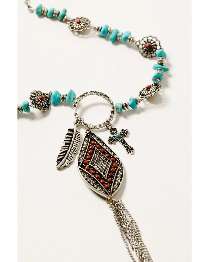 Shyanne Women's Canyon Sunset Feather Charm Necklace