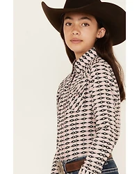 Cruel Girl Girls' Geo Print Long Sleeve Western Snap Shirt