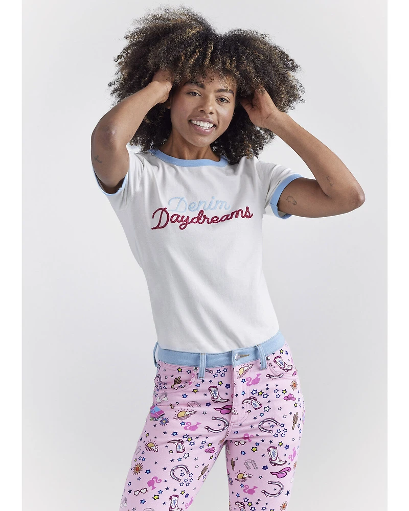 Wrangler® X Barbie™ Women's Denim Daydreams Slim Ringer Tee