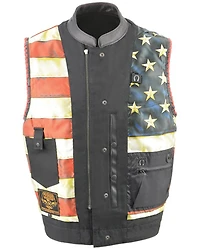 Milwaukee Leather Men's Old Glory Laced Arm Hole Concealed Carry Leather Vest - 5X