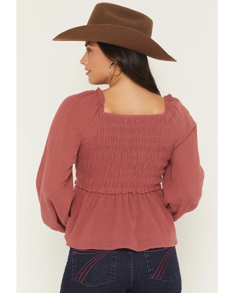 Yura Women's Long Sleeve Smocked Top
