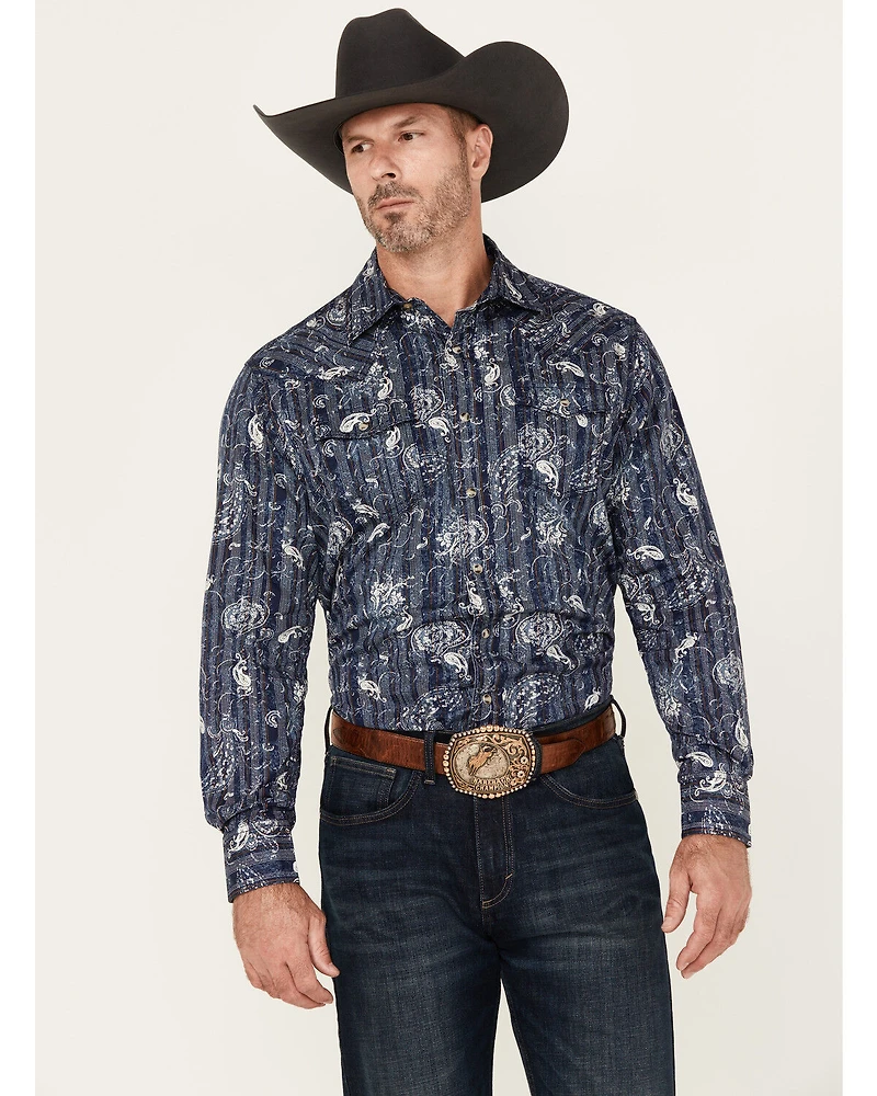 Wrangler Retro Men's Paisley Print Long Sleeve Snap Western Shirt