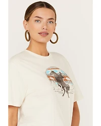 Kerusso Women's Laughs Without Fear Bronco Short Sleeve Graphic Tee