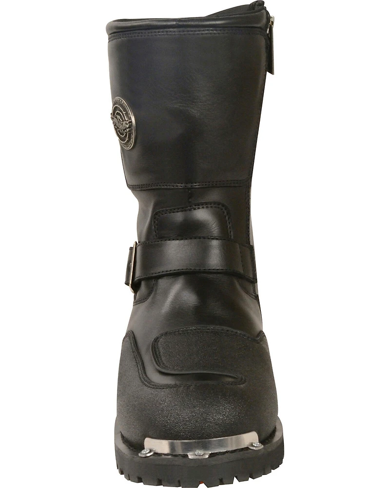 Milwaukee Leather Men's Reflective Piping Gear Shift Protection Boots - Round Toe