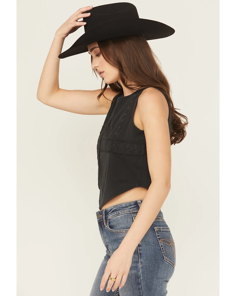 Originality Women's Solid Handkerchief Hem Tank Top