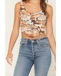 Blue B Women's Horse Tapestry Sleeveless Bustier Top