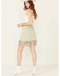 Double D Ranch Women's Dee Belted Fringe Leather Skirt