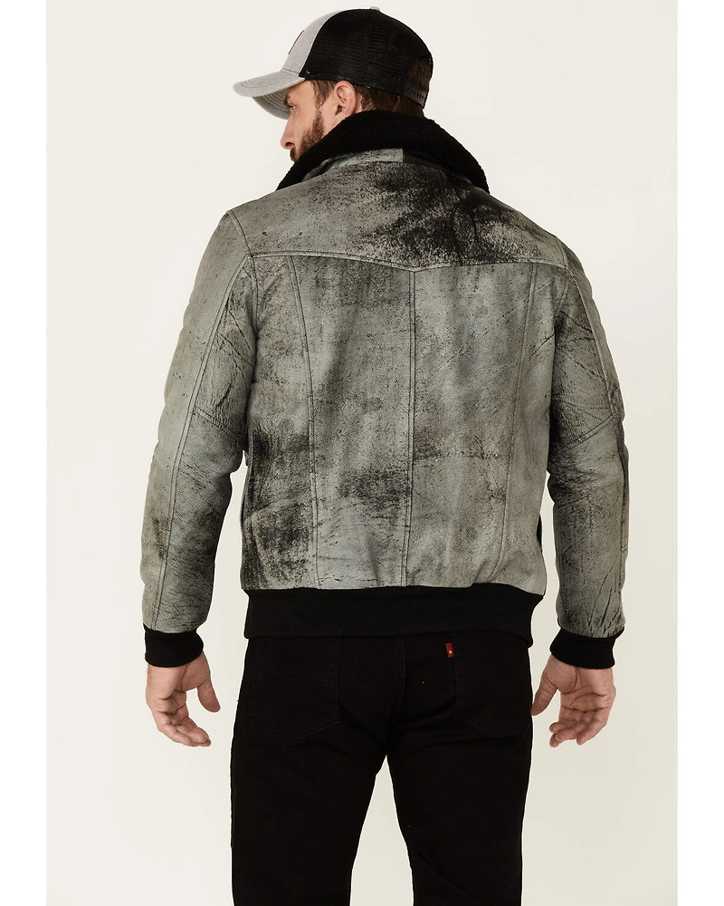 Understated Leather Men's Spirit Distressed Cowhide Zip-Front Bomber Jacket