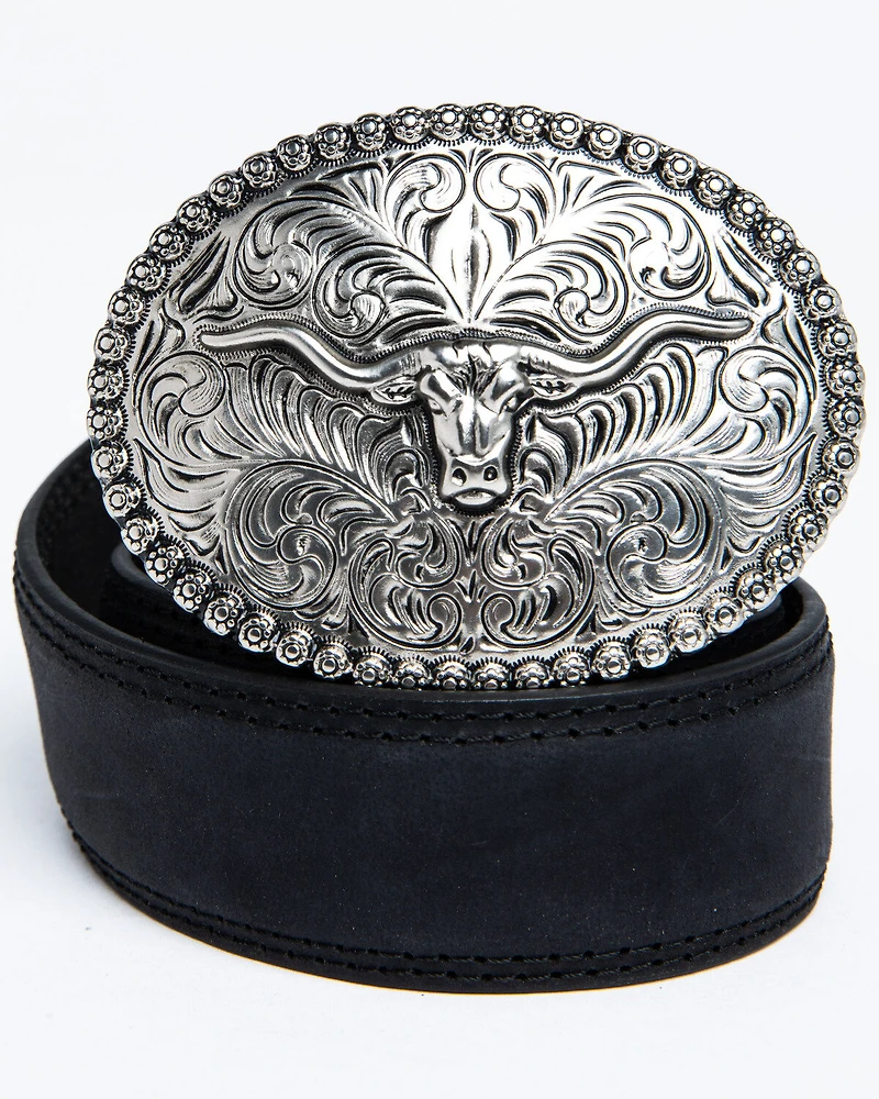 Cody James Boys' Longhorn Plaque Buckle Belt