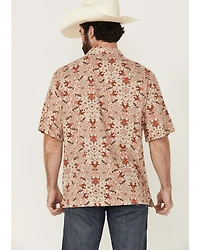 Wrangler Men's Coastal Cowboy Print Short Sleeve Snap Western Shirt
