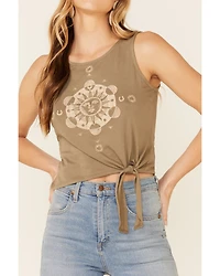 Shyanne Women's Sun & Moon Graphic Tie-Front Tank Top