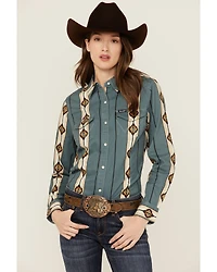 Wrangler Retro Women's Geo Print Long Sleeve Snap Western Shirt