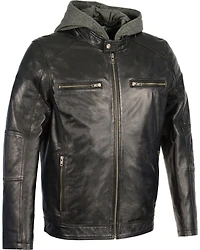 Milwaukee Leather Men's Snap Collar Moto Jacket with Removable Hood