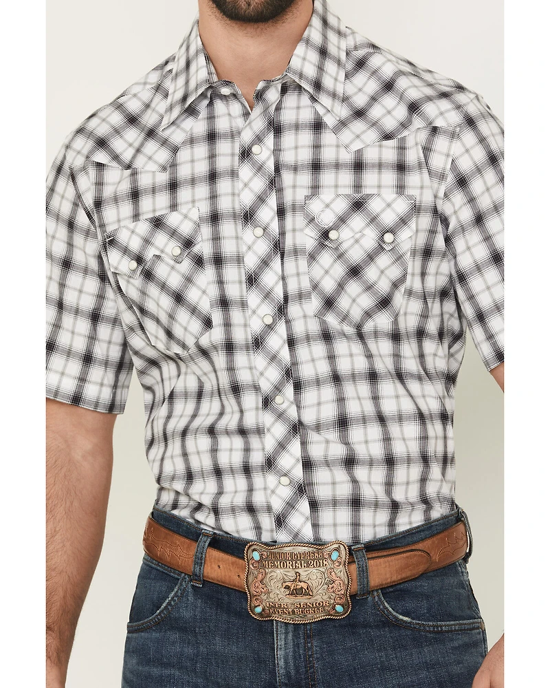 Wrangler Retro Men's Plaid Print Short Sleeve Snap Western Shirt