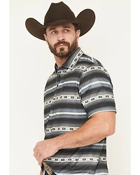 Cowboy Hardware Men's Southwestern Striped Print Short Sleeve Snap Polo