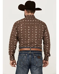 Ely Walker Men's Floral Striped Long Sleeve Pearl Snap Western Shirt