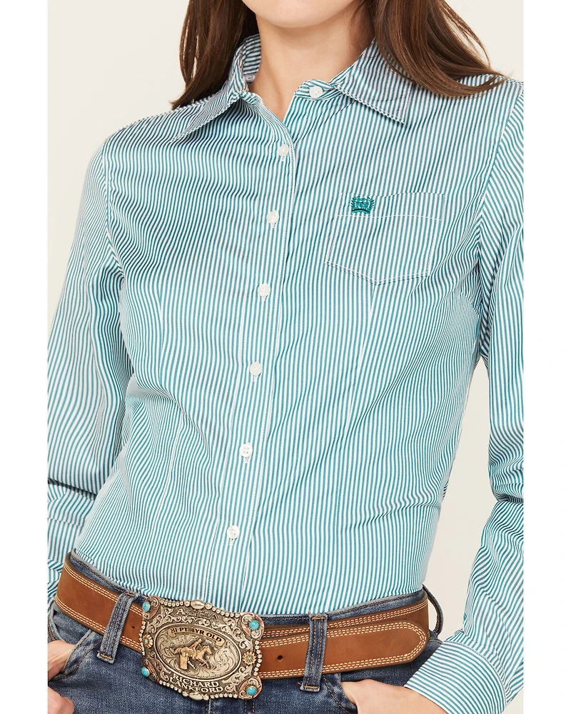 Cinch Women's TENCEL™ Striped Long Sleeve Button-Down Western Core Shirt