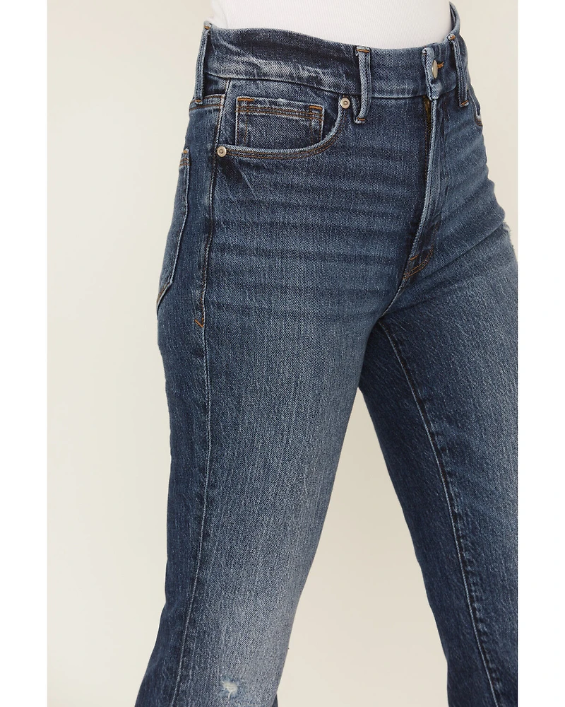 Good American Women's Classic Dark Wash High Rise Bootcut Stretch Denim Jeans