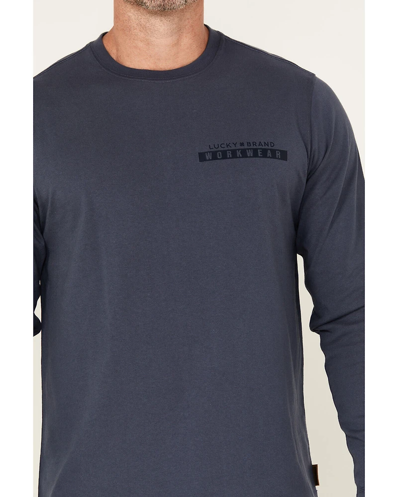 Lucky Brand Workwear Men's Solid Core Logo Long Sleeve Work Shirt