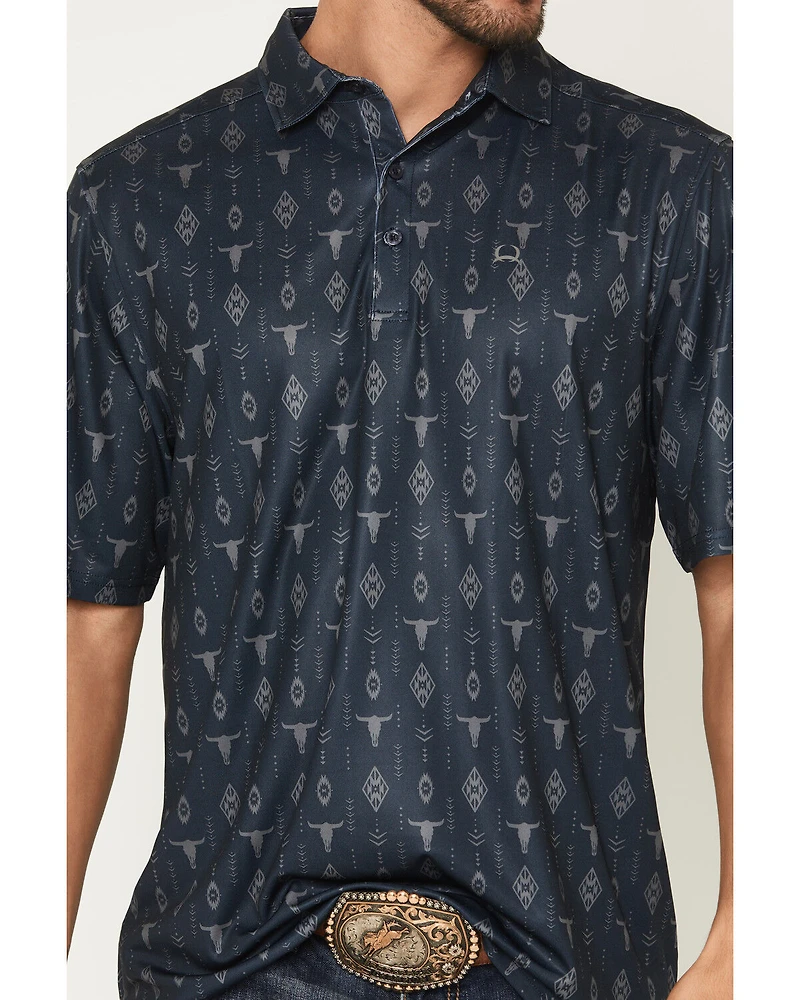 Cinch Men's Steerhead Print Short Sleeve Button-Down Stretch Polo