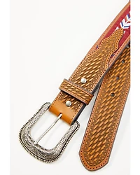 Cody James Men's Brantley Southwestern Woven Inlay Leather Belt