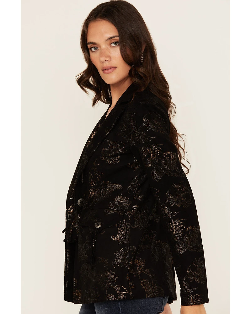 Shyanne Women's Metallic Printed Faux Suede Blazer