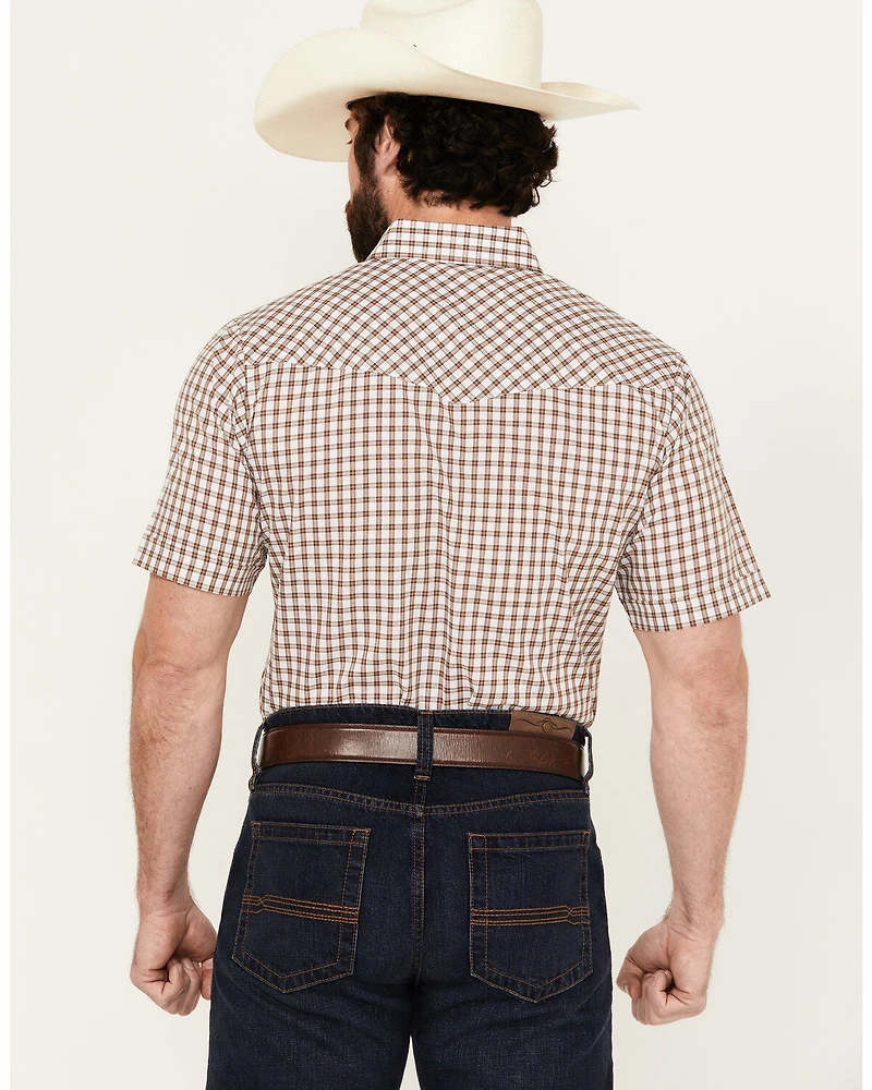 Ely Walker Men's Checkered Print Short Sleeve Snap Western Shirt