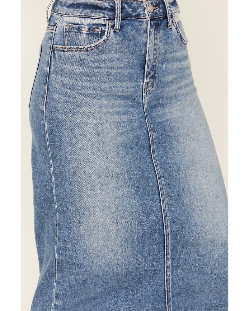 Vervet Women's Medium Wash Denim Midi Skirt