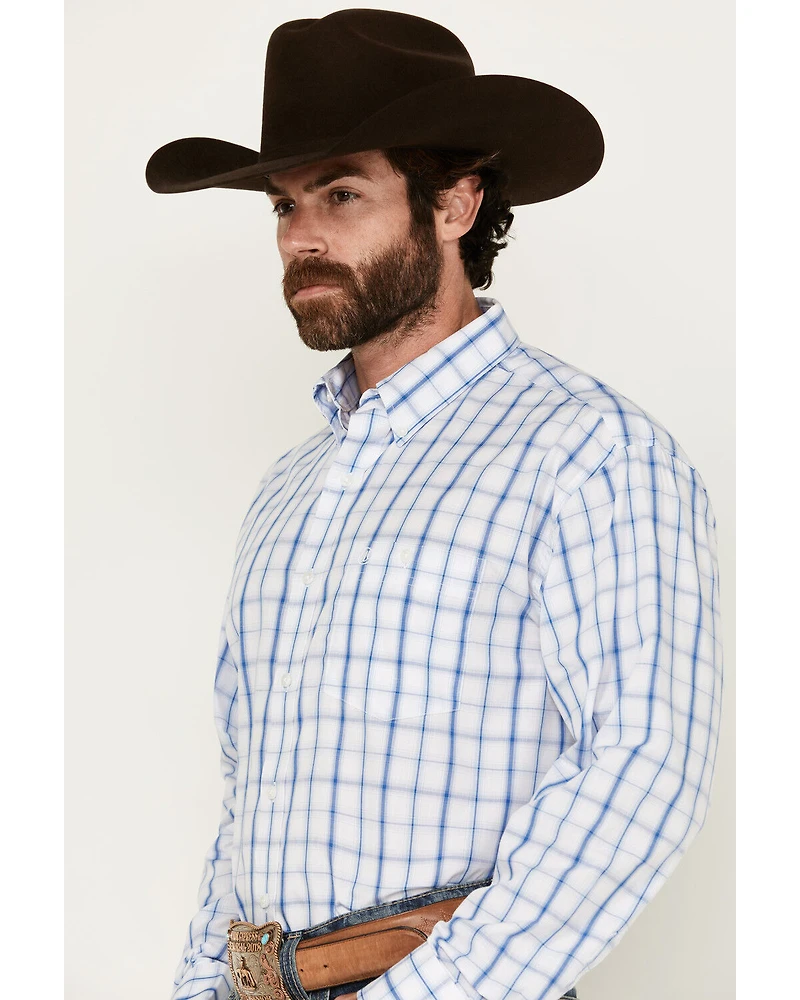 Wrangler Men's Plaid Print Long Sleeve Button-Down Western Shirt