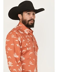 Ely Walker Men's Horse Print Long Sleeve Snap Western Shirt