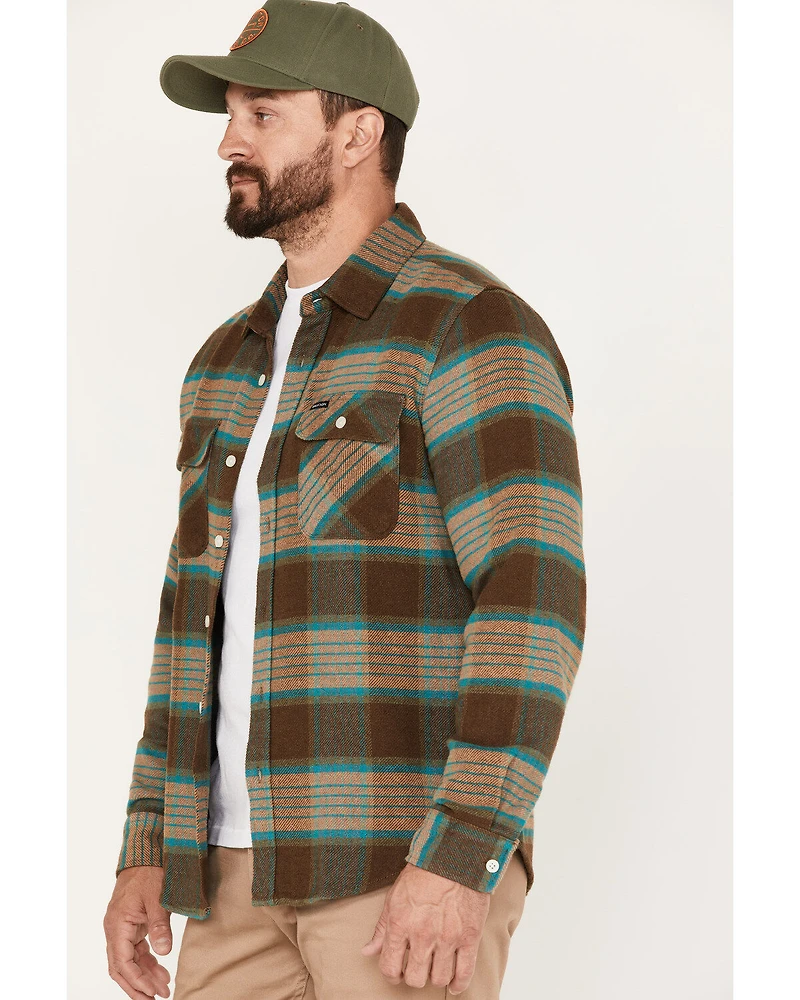 Brixton Men's Bowery Plaid Print Long Sleeve Button-Down Flannel Shirt