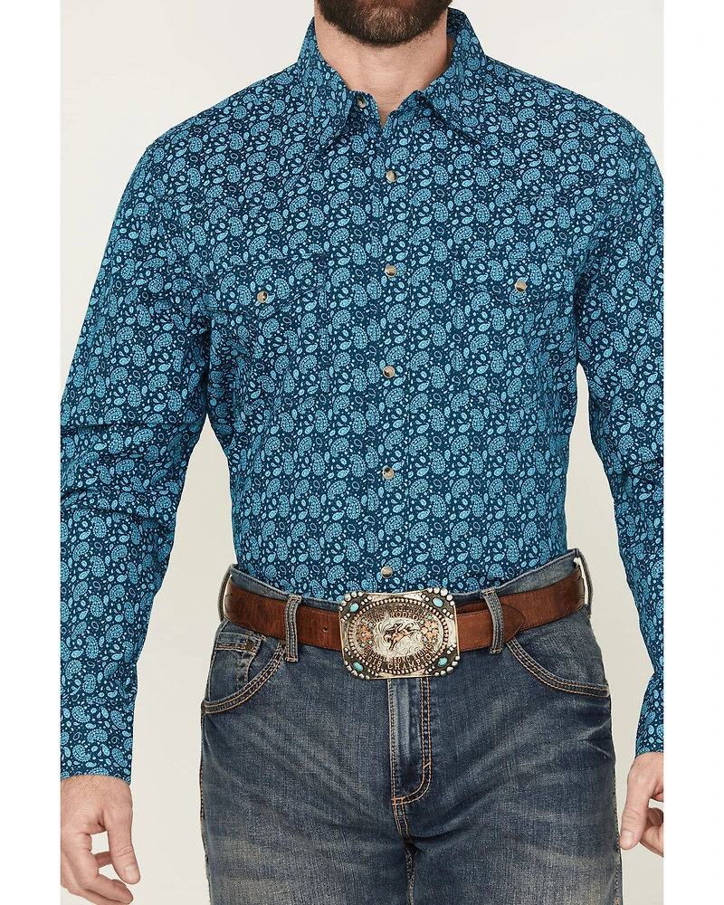 Wrangler Men's 20X Paisley Print Long Sleeve Snap Stretch Western Shirt