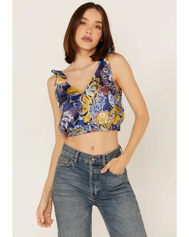 Free People Women's Weekend Montauk Floral Print Cropped Tank Top
