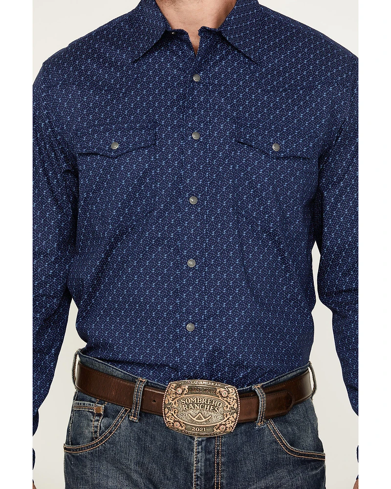 Wrangler 20X Men's Advanced Comfort Paisley Geo Print Long Sleeve Snap Western Shirt