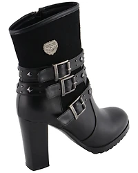 Milwaukee Leather Women's Block Heel Triple Strap Riding Boots - Round Toe