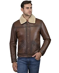 Wrangler Men's Vintage Sherpa Lined Leather Jacket