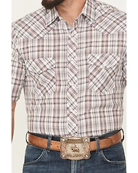 Roper Men's Plaid Print Short Sleeve Snap Stretch Western Shirt