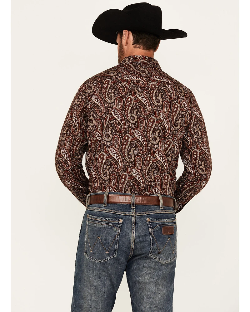 Cody James Men's Leo Paisley Print Long Sleeve Snap Western Shirt