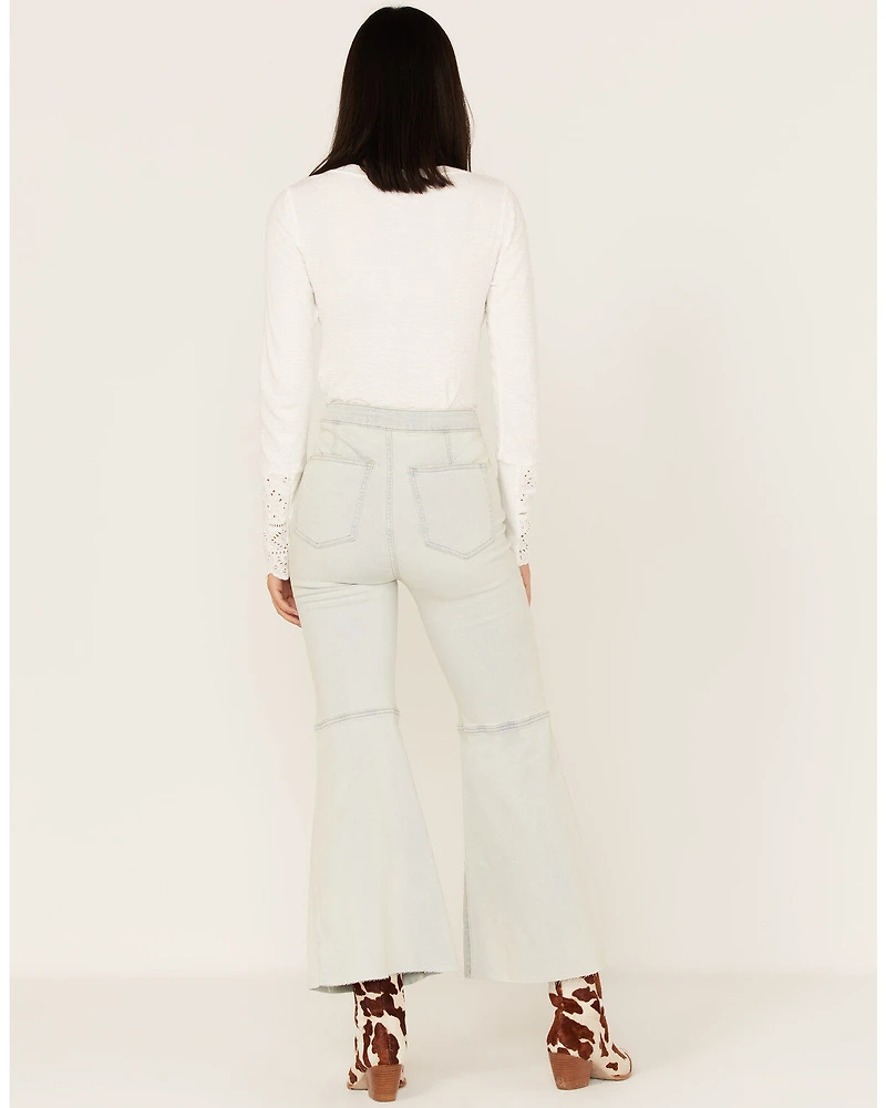 Free People Women's Light Wash High Rise Youthquake Cropped Flare Jeans