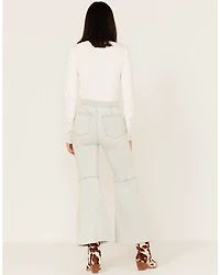 Free People Women's Light Wash High Rise Youthquake Cropped Flare Jeans