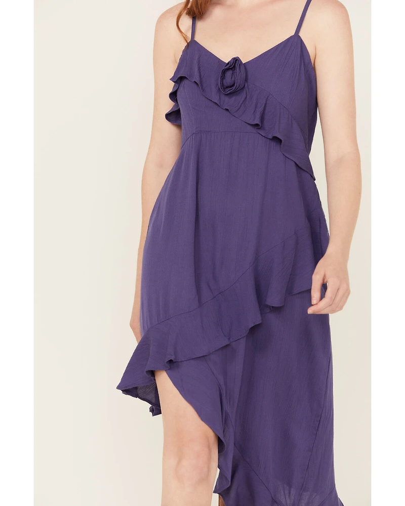 Angie Women's Solid Ruffle Hem Sleeveless Mini Dress