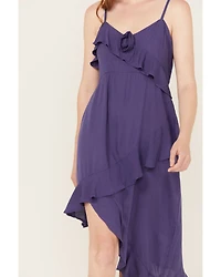 Angie Women's Solid Ruffle Hem Sleeveless Mini Dress
