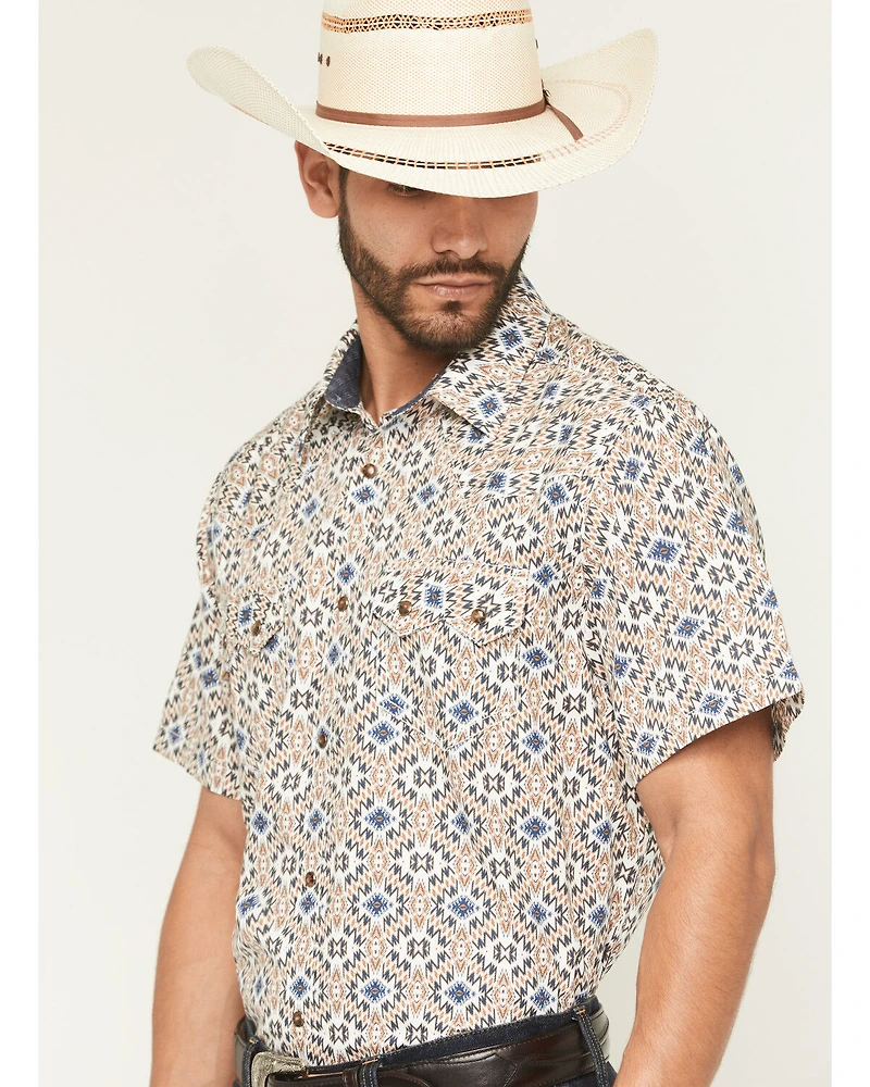Cody James Men's High Plains Southwestern Print Short Sleeve Snap Western Shirt
