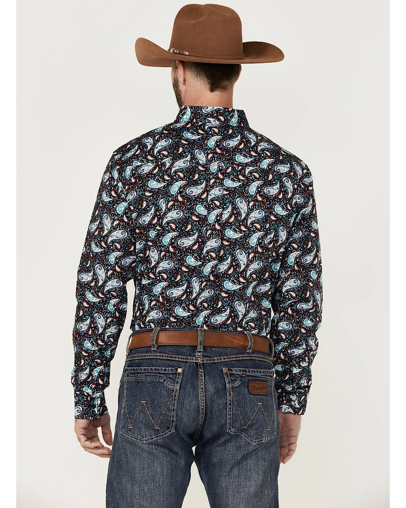 RANK 45® Men's Rodeo Large Paisley Print Long Sleeve Button-Down Western Shirt