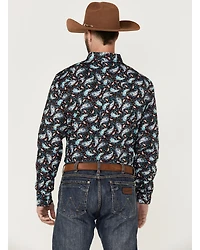 RANK 45® Men's Rodeo Large Paisley Print Long Sleeve Button-Down Western Shirt